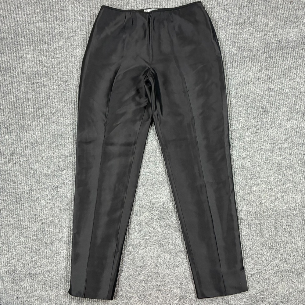 Carlisle Womens Size 14 Silk Rayon Black Satin Dress Pants Trousers Lined